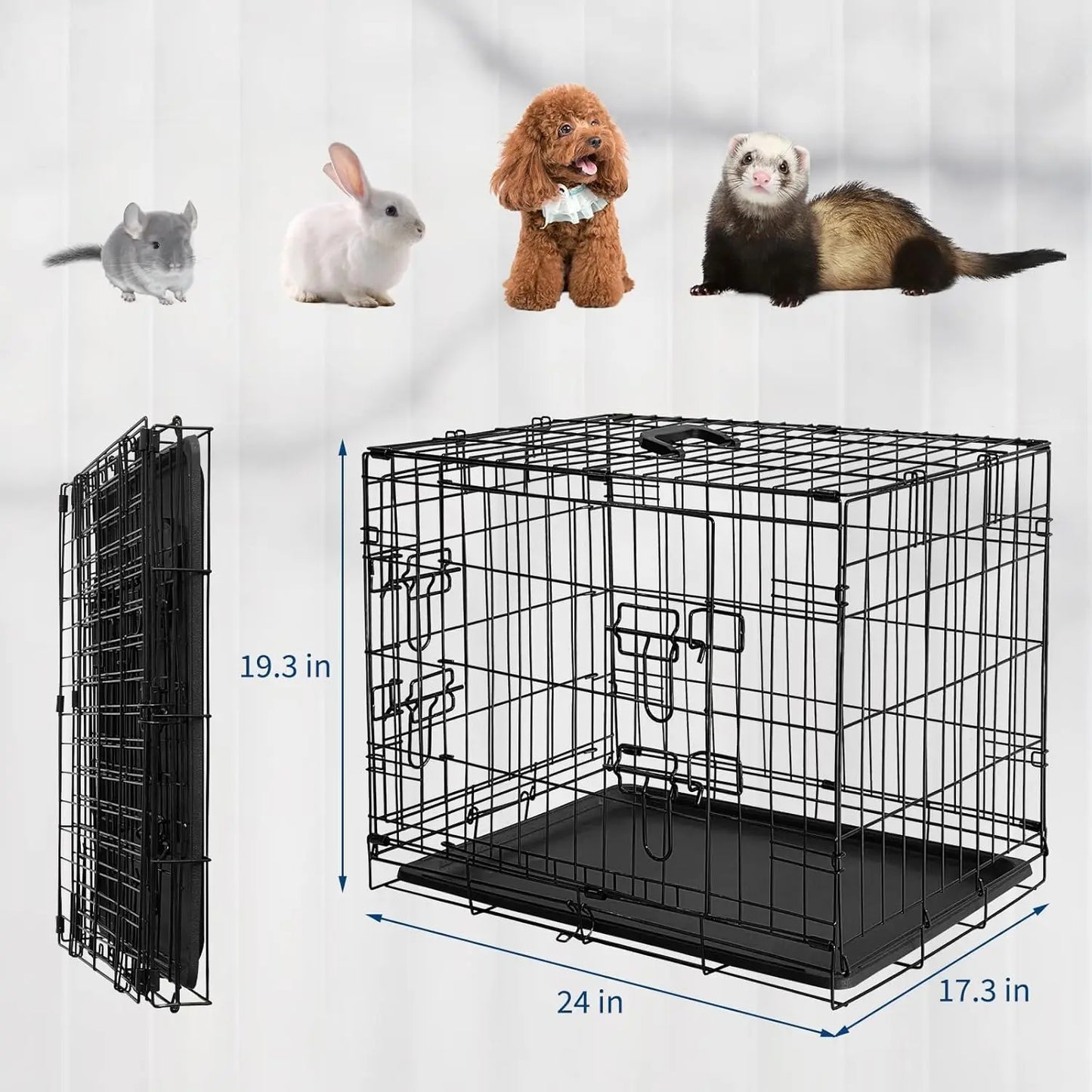 HiMISSCN Folding Metal Pet Cage For Dogs Cats Rabbits Chinchilla