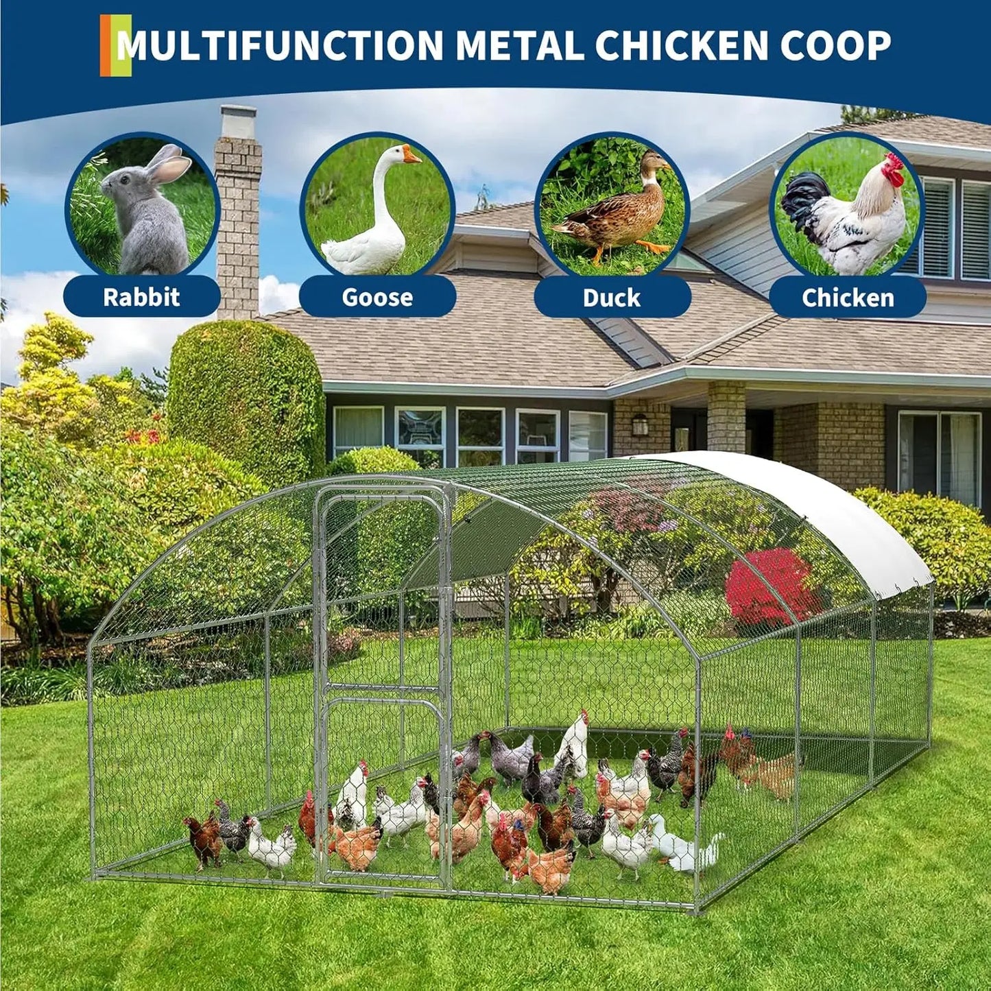 HiMISS Dome Walk In Chicken Coop With Anti UV Cover