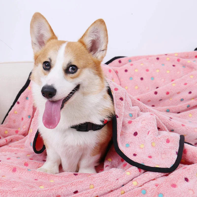 Soft Fluffy Pet Blanket Dot Pattern Ultra Cozy For Pets