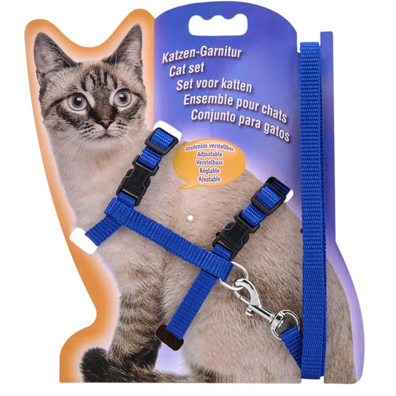 Adjustable Cat Collar Harness Leash Set Nylon For Cats