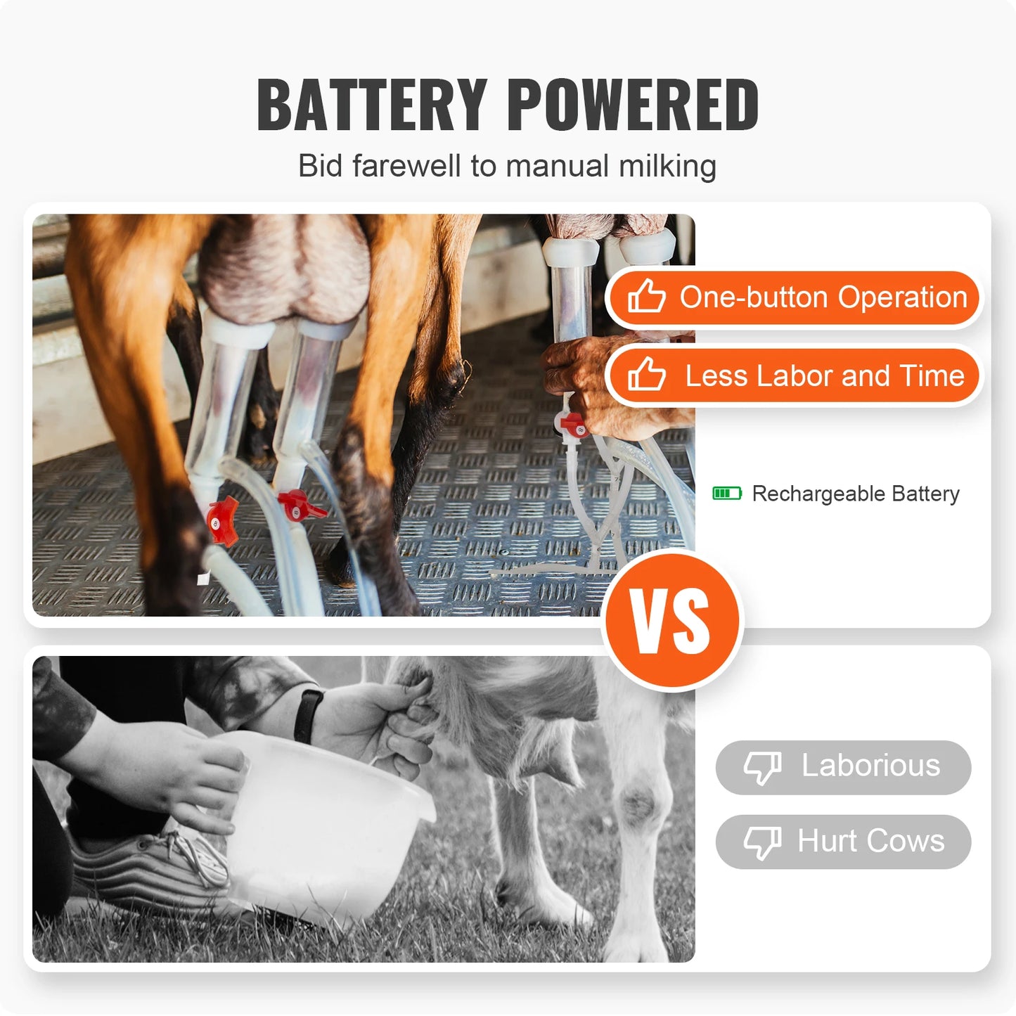 SucceBuy Goat Milking Machine Stainless Steel Bucket Automatic Pulsation Control