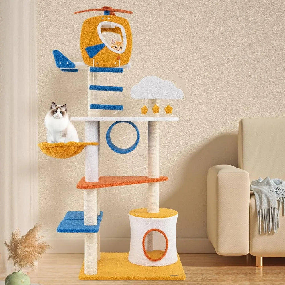 DAFIFY Aviation Themed Cat Tree Tower With Sisal Posts