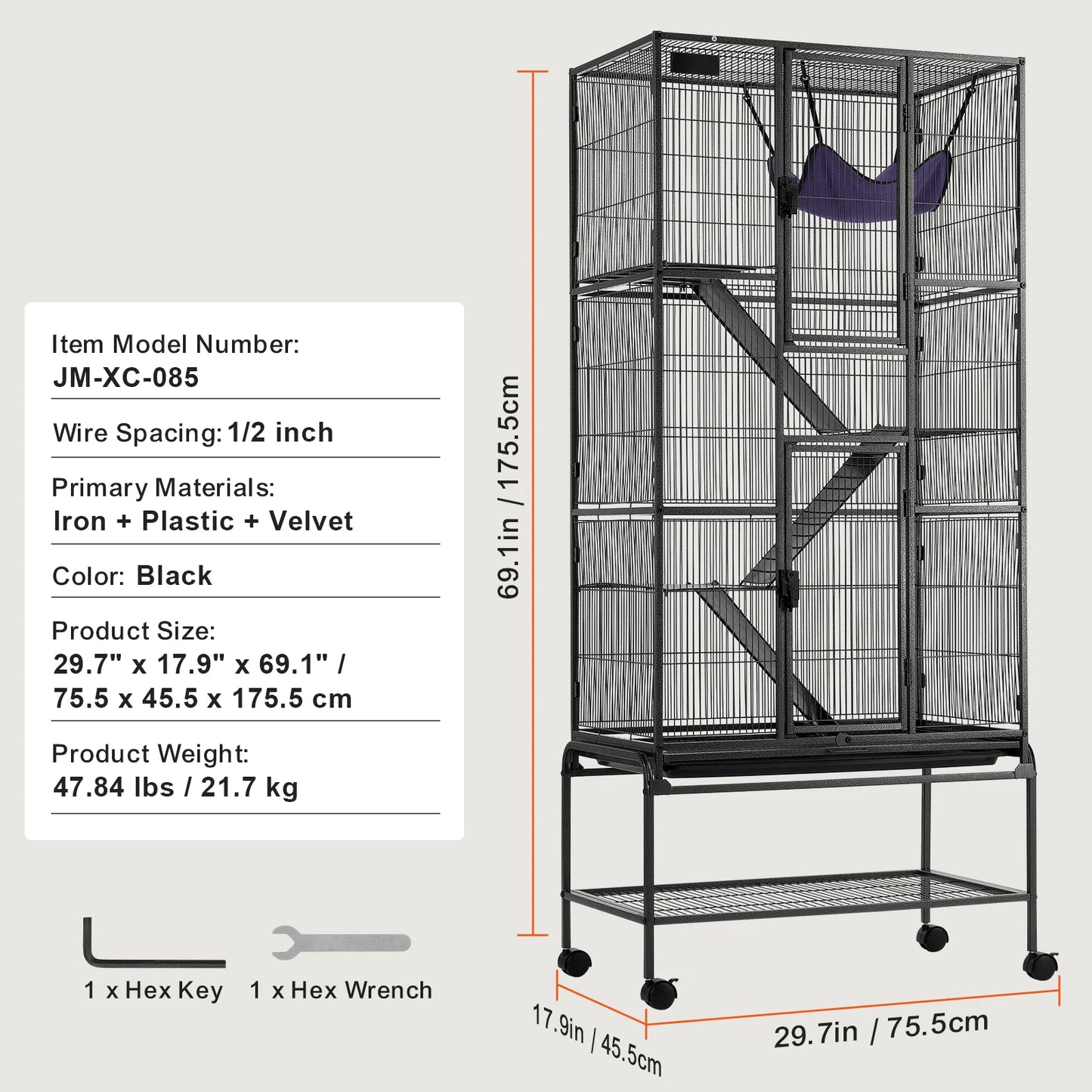 SucceBuy Rolling Metal Ferret Cage Four Tier Critter Nation Cage