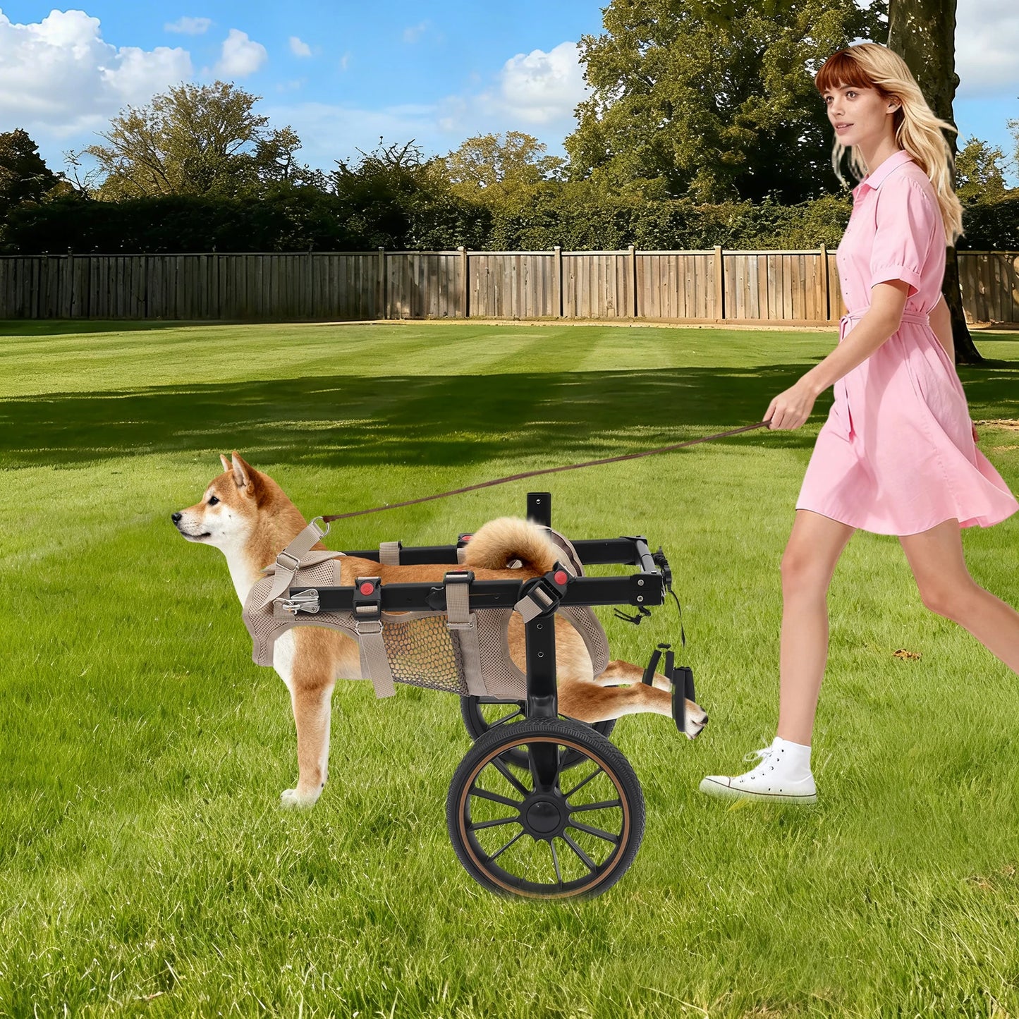 Bymaocar Adjustable Aluminum Dog Wheelchair Supports 65kg Hind Leg Support