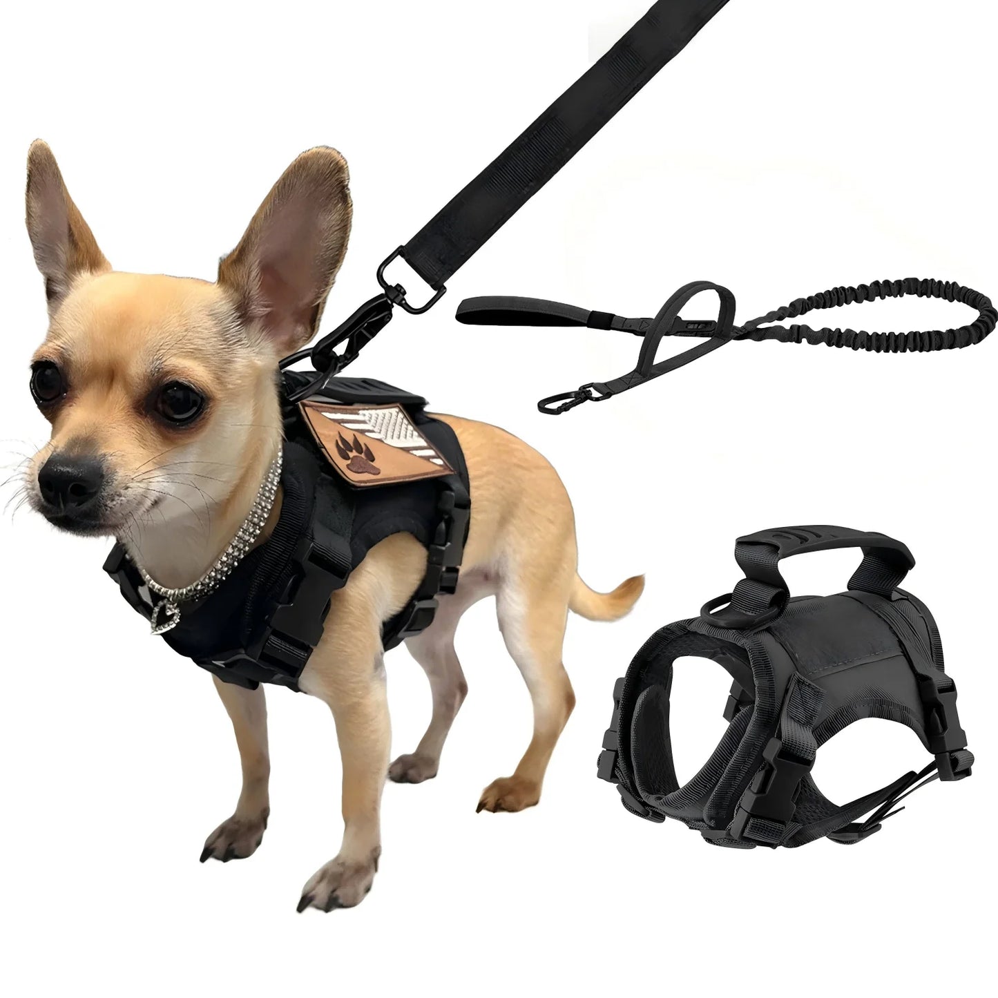 Tactical Puppy Harness Leash Set For Small Dogs Training Kit