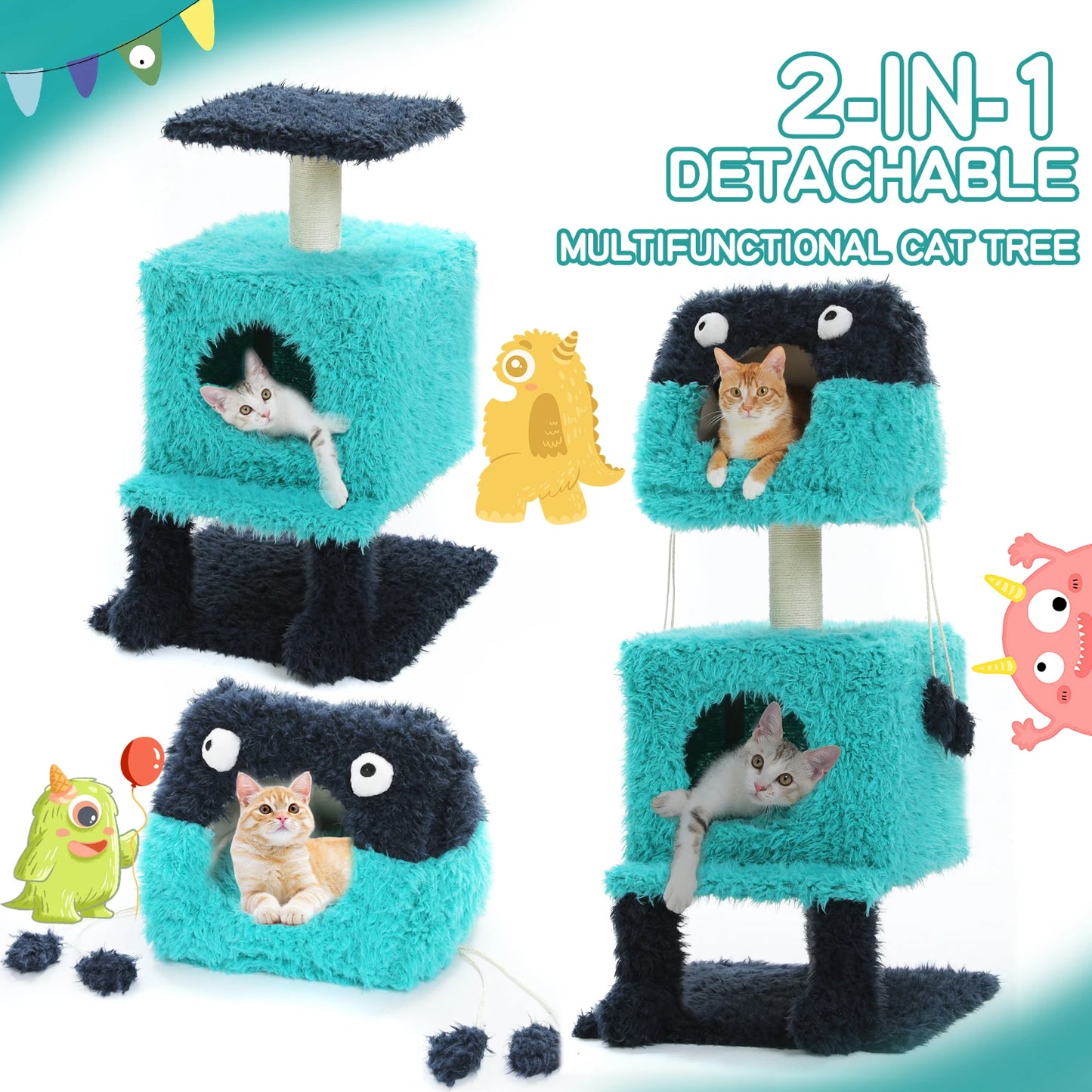 Petepela Monster Series Cat Tree Tower With Scratching Post