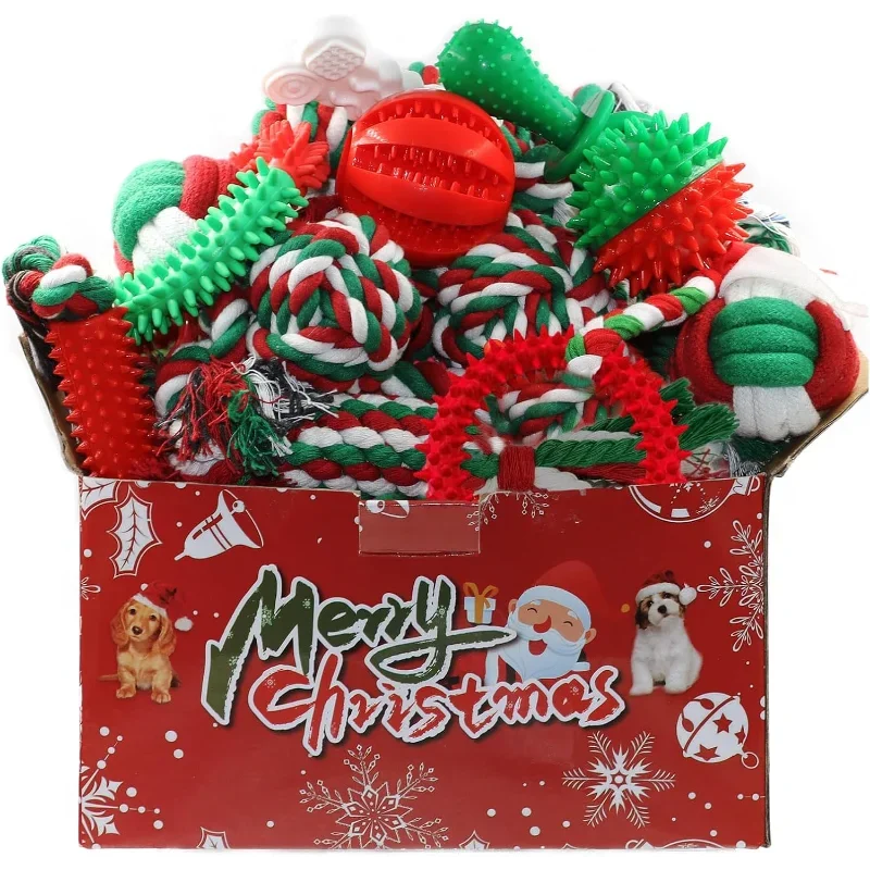 Christmas Dog Toys Bulk 15 Pack For Teething Puppies