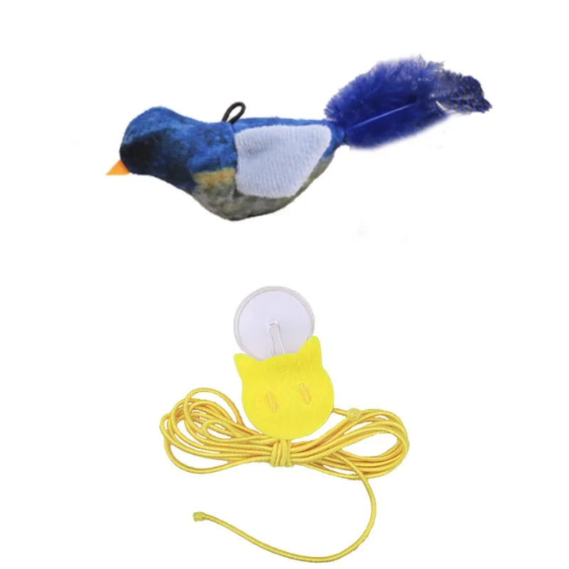 Interactive Flapping Bird Sparrow Plush Cat Toy With Chirping Sound
