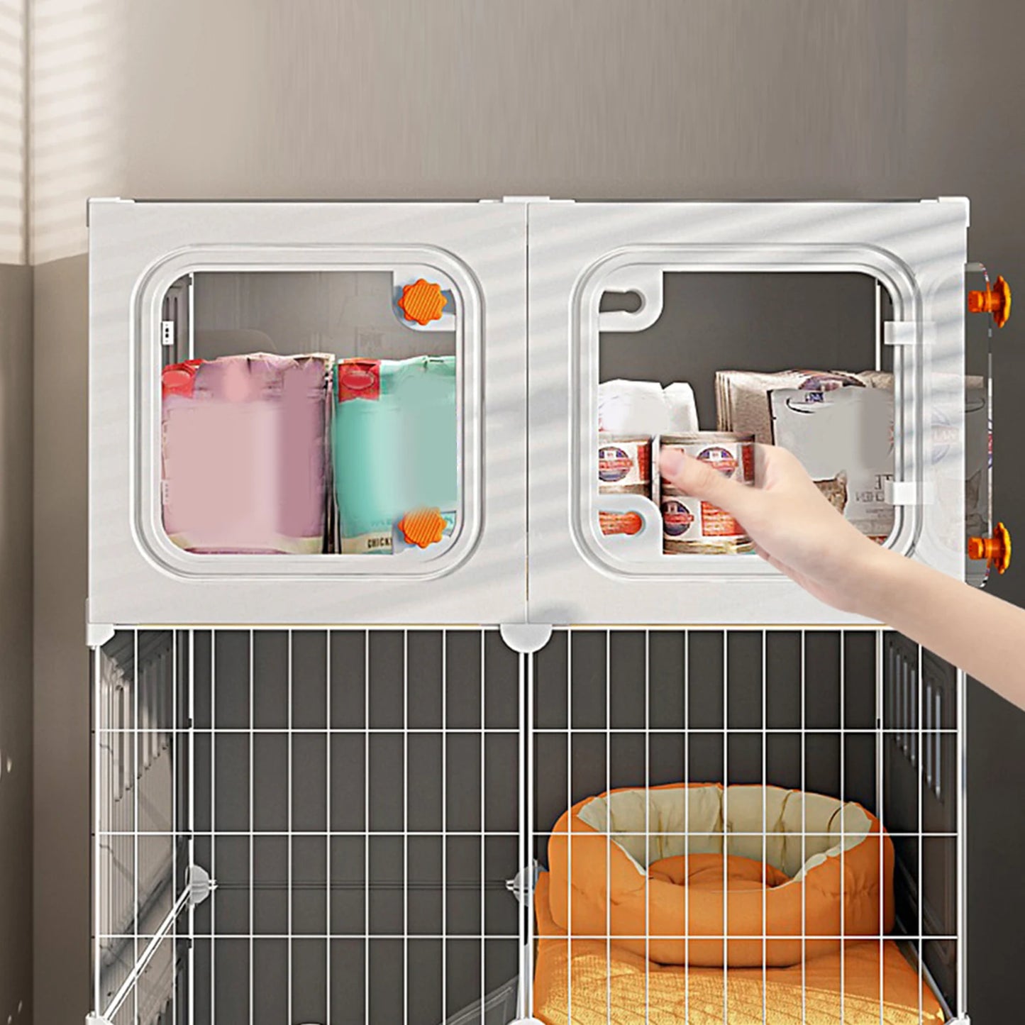Indoor Cat Crate Catio With Bed DIY Metal Wire Kennel