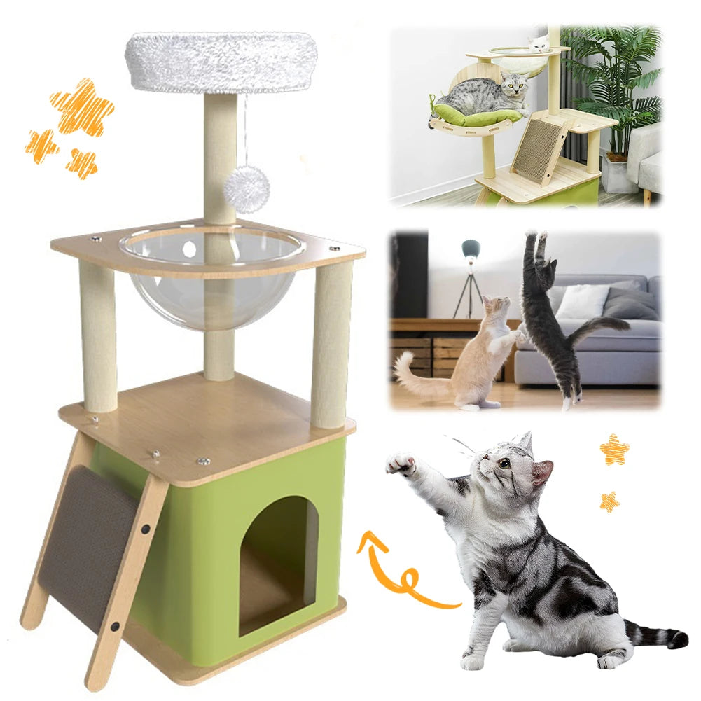 Hign-concerned Cat Tree Four Layer Climbing Frame With Scratching Posts