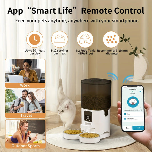 PAPIFEED Smart Double Bowl Automatic Pet Feeder With WiFi Timer