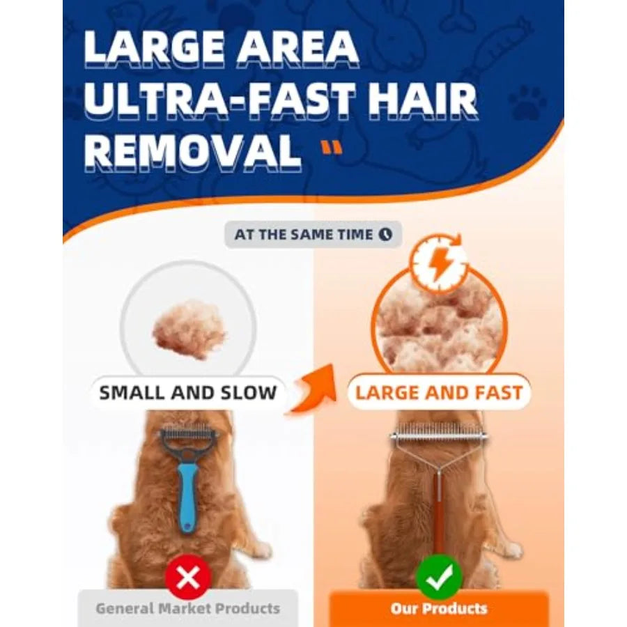 Hign-concerned Two-Sided Undercoat Rake For Dogs Cats With Premium Wooden-Handle