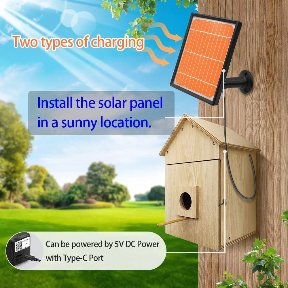 Solar Powered Bird House With WiFi Camera For Outdoors