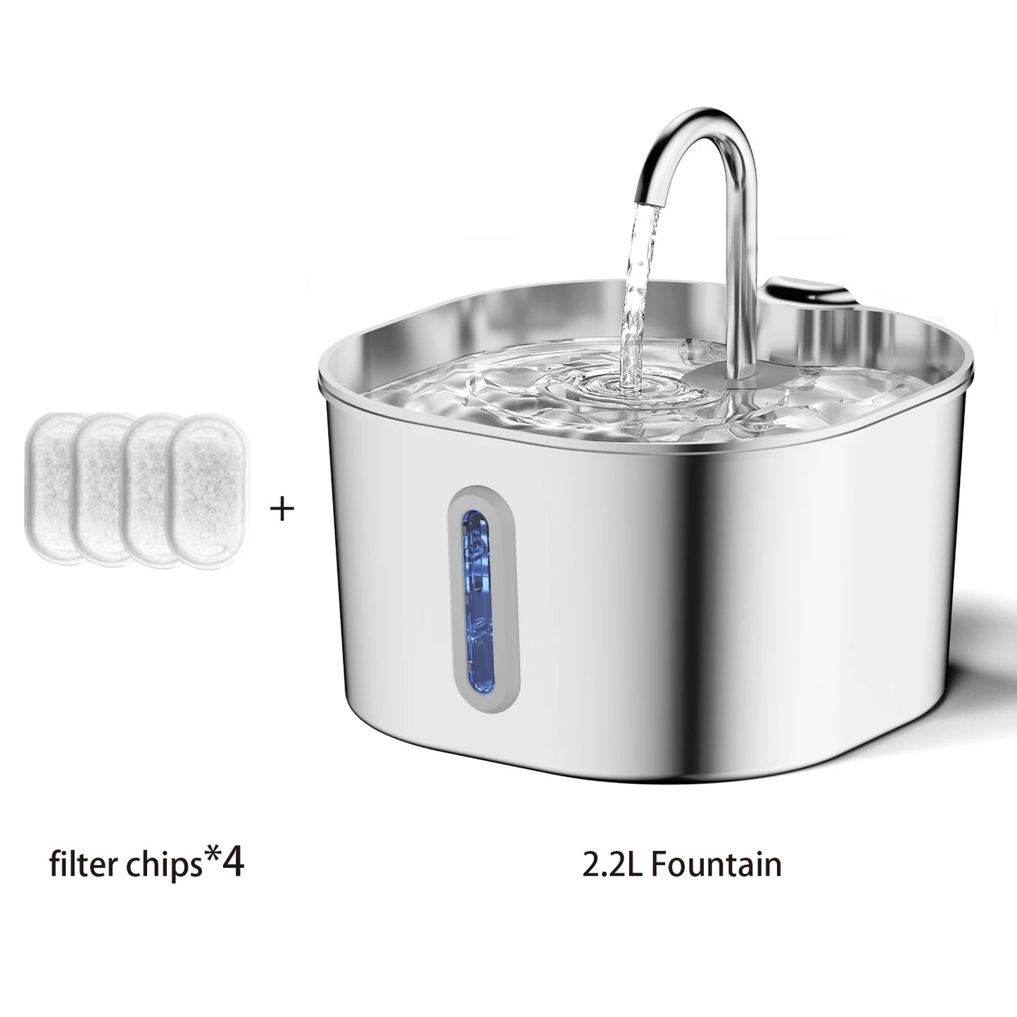 ZYfeeder 2.2L Automatic Cat And Pet Water Fountain Stainless Steel