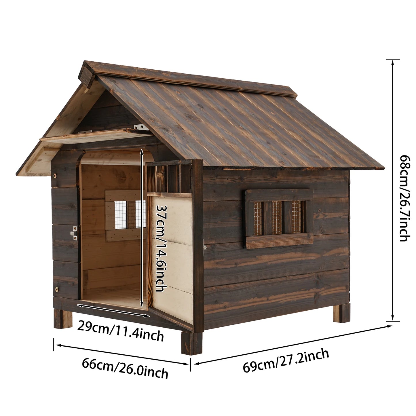 Hign-concerned Wooden Dog House With Window And Door