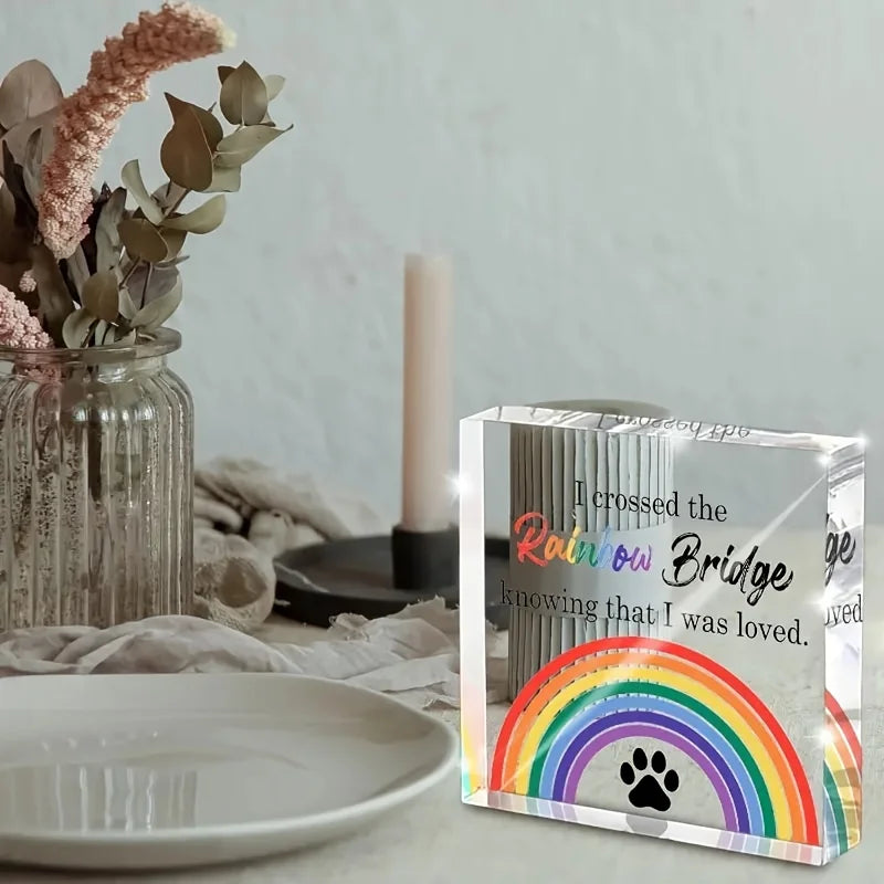 2D Flat Acrylic Pet Memorial Gift Rainbow Bridge Paw Print