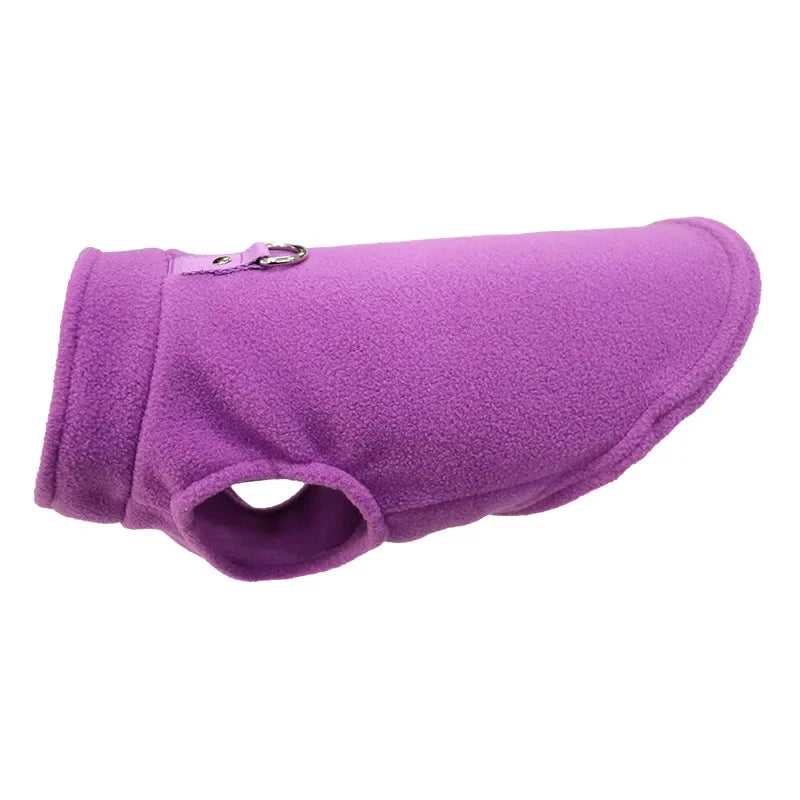 Warm Fleece Dog Coat With D-Ring For Small Dogs Cats