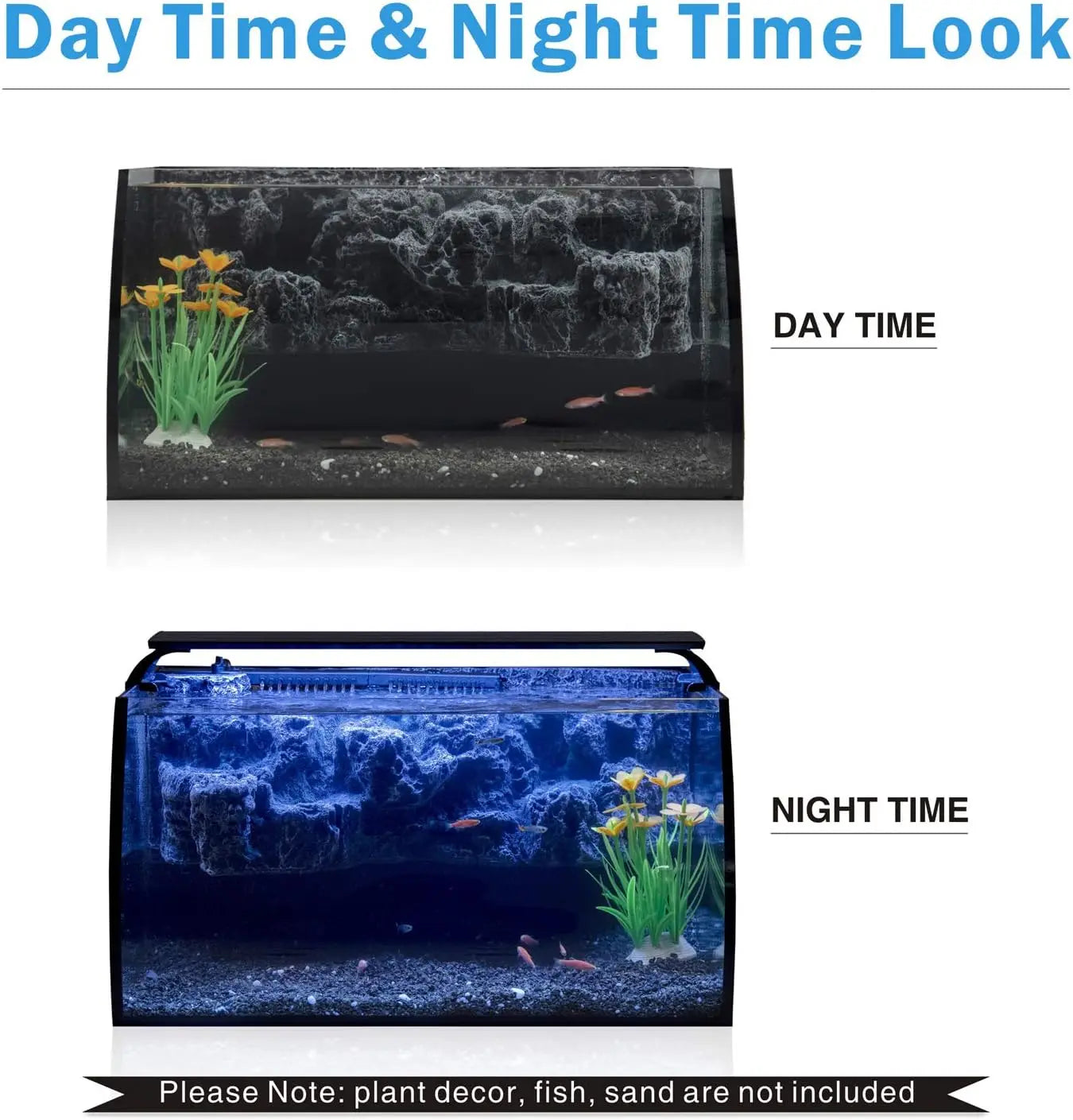 Curved Glass Aquarium Kit With LED Light And Filter