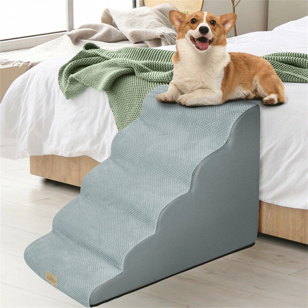 Dog Door 5 Step Ramp for Pets High Beds and Sofas Removable Washable Cover