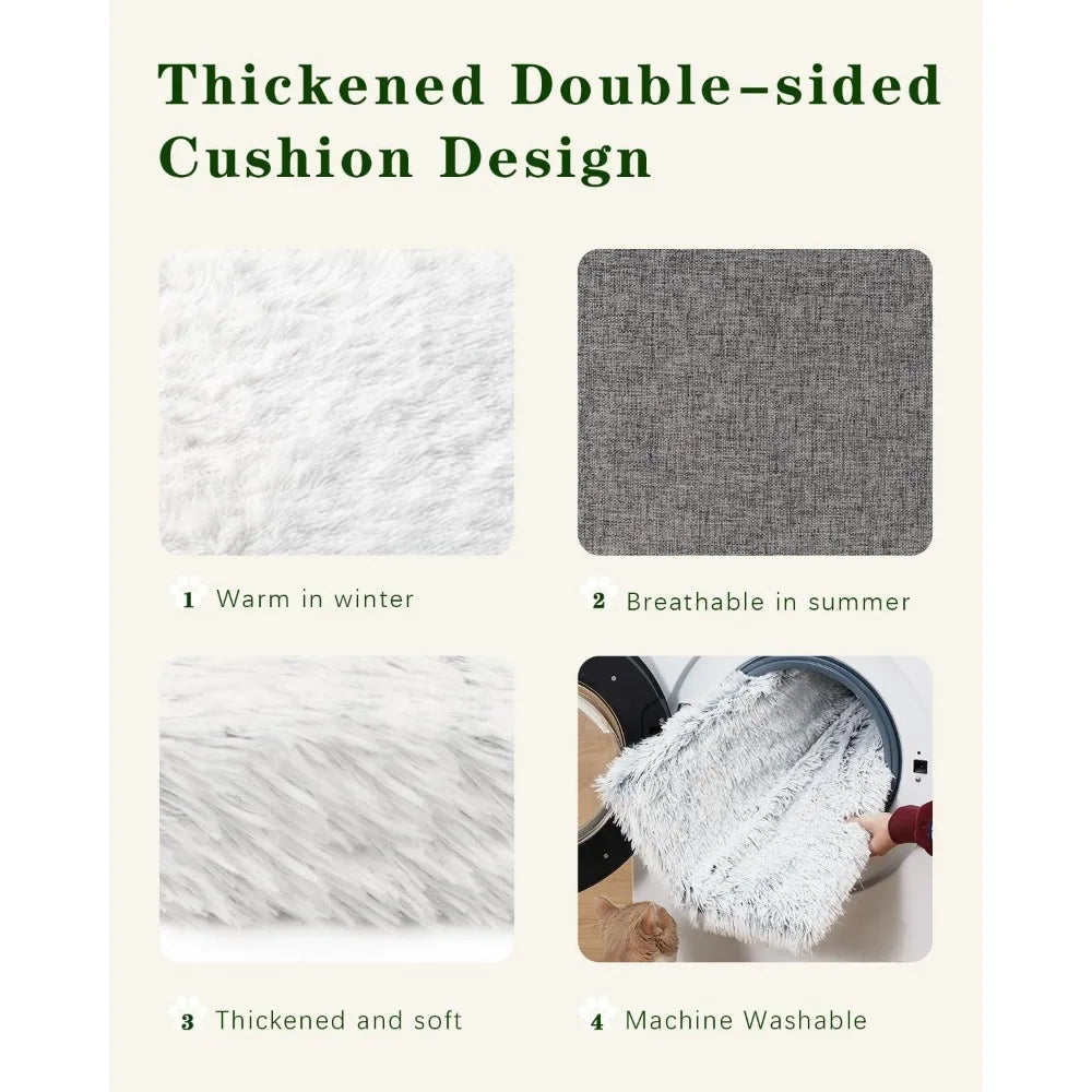 Handwoven Rattan Double Cat Cave Bed with Soft Cushions