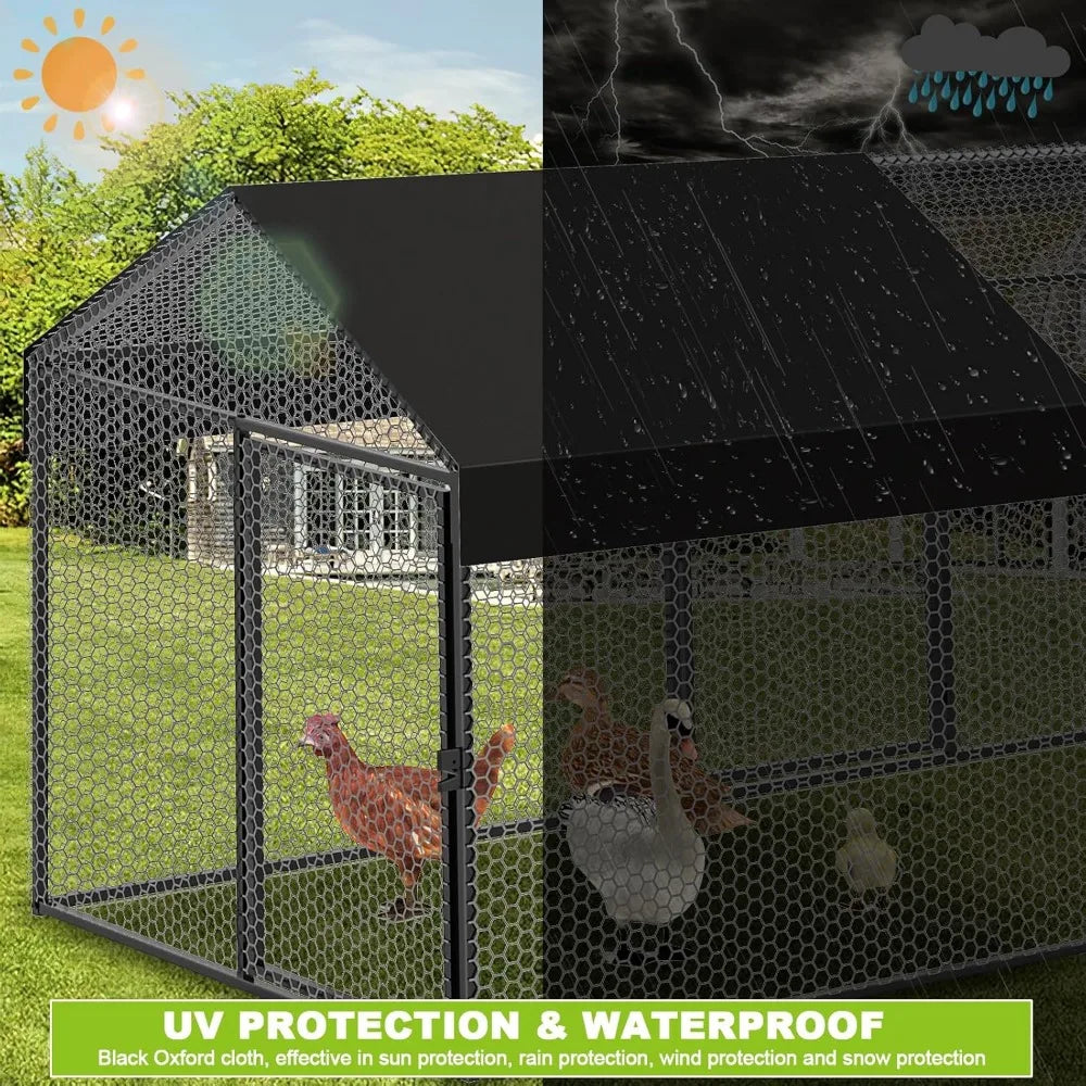 XMSJ Metal Chicken Coop Run for Outdoor Poultry Yard