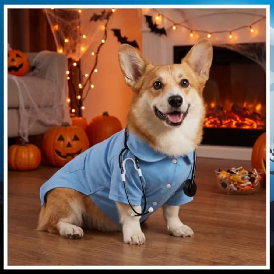 Pet Doctor Costume With Stethoscope Nurse Outfit For Dogs And Cats