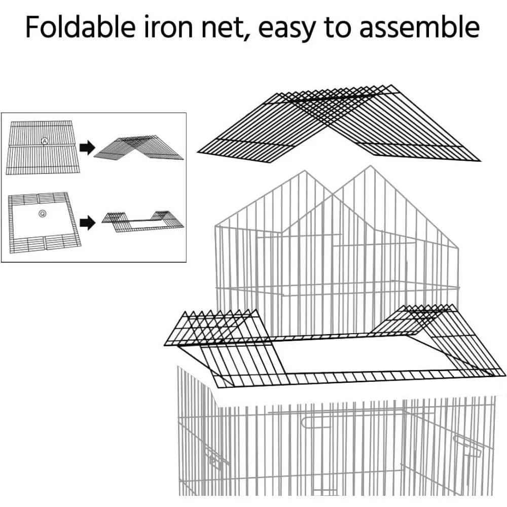High Concerned Parrot Cage Rolling Standing Cage Detachable Stand
