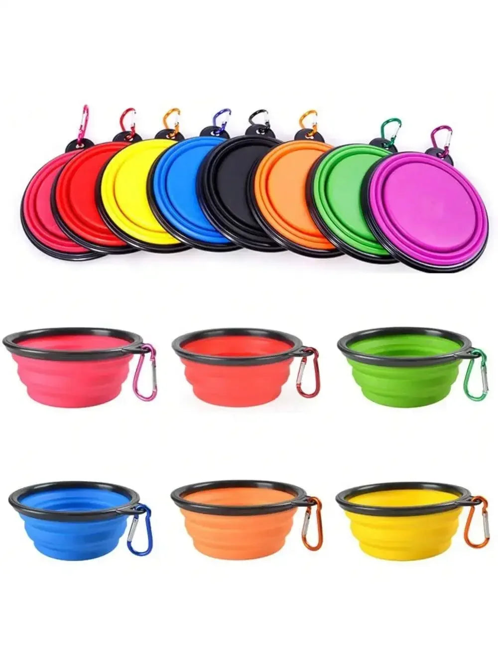 Folding Portable Dog Feeder Bowl 2 In 1 Bottle Carabiner
