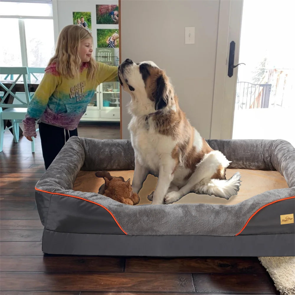 BORWARTCN Orthopedic MemoryFoam Companion Pet Bed With Removable Waterproof Cover
