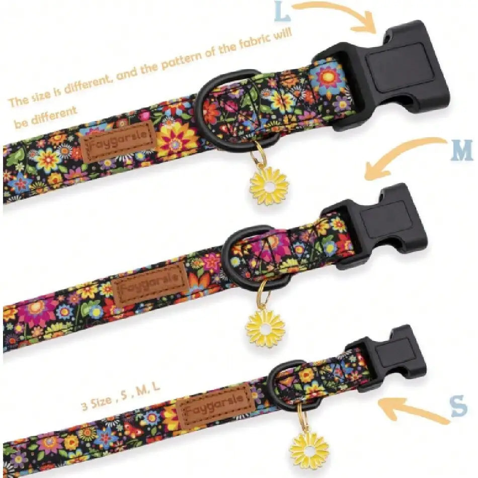 Floral Dog Collar With Flower Design For Girls Female Dogs