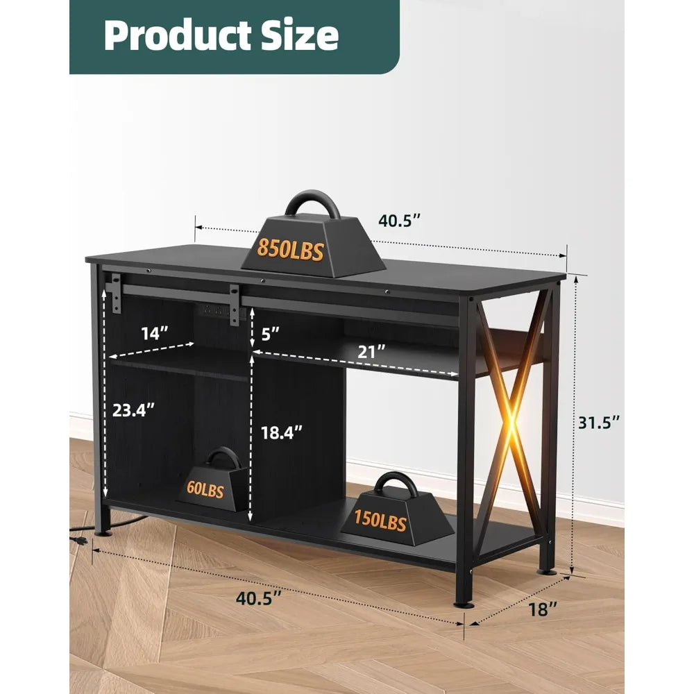 Heavy Duty Metal Aquarium Stand With Sliding Door And Power Outlet