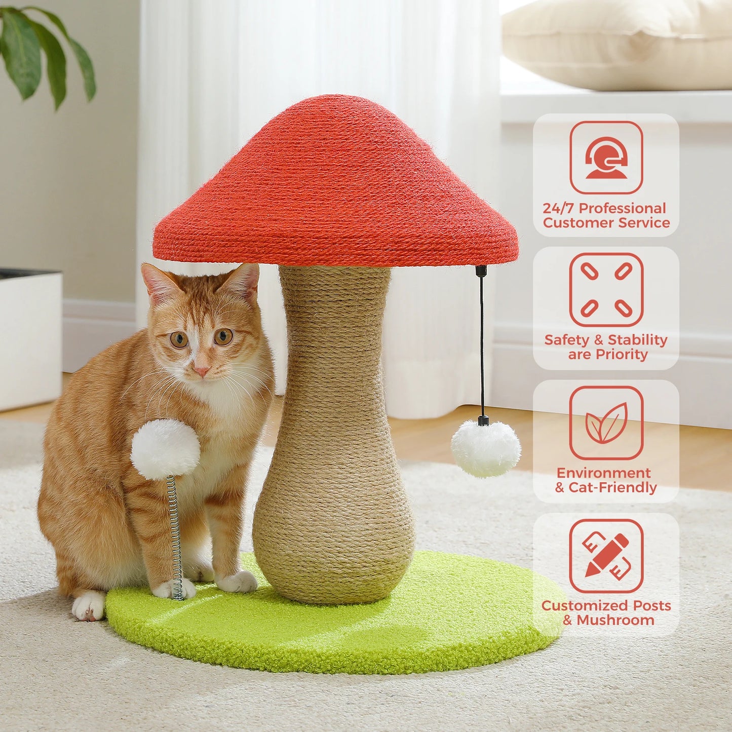 PAWZ Road Mushroom Cat Scratching Post Sisal Covered