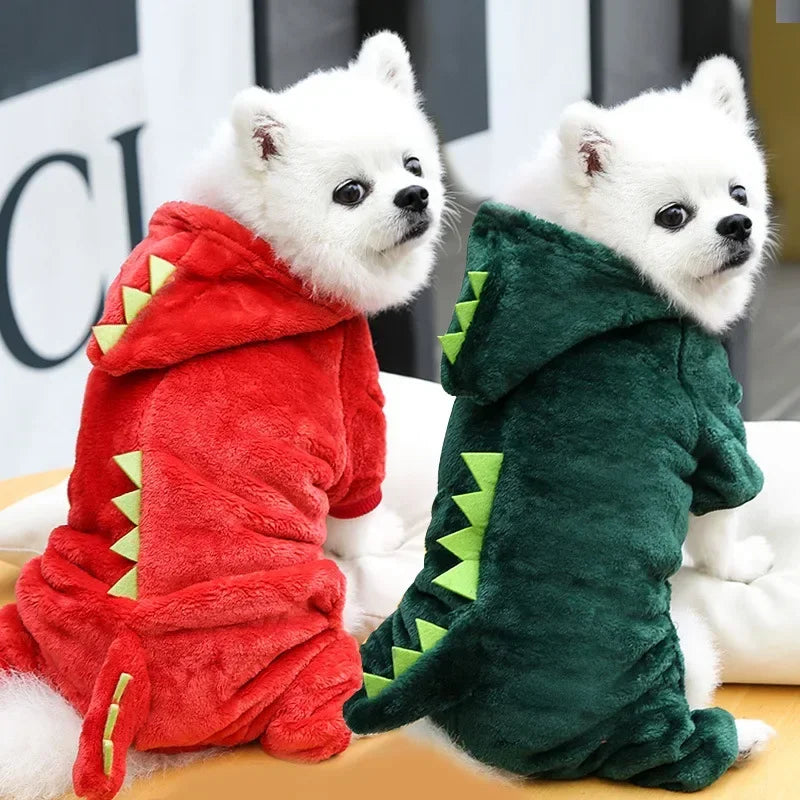WANGMEOW Dinosaur Fleece Dog Jumpsuits Coat Hoodie Winter