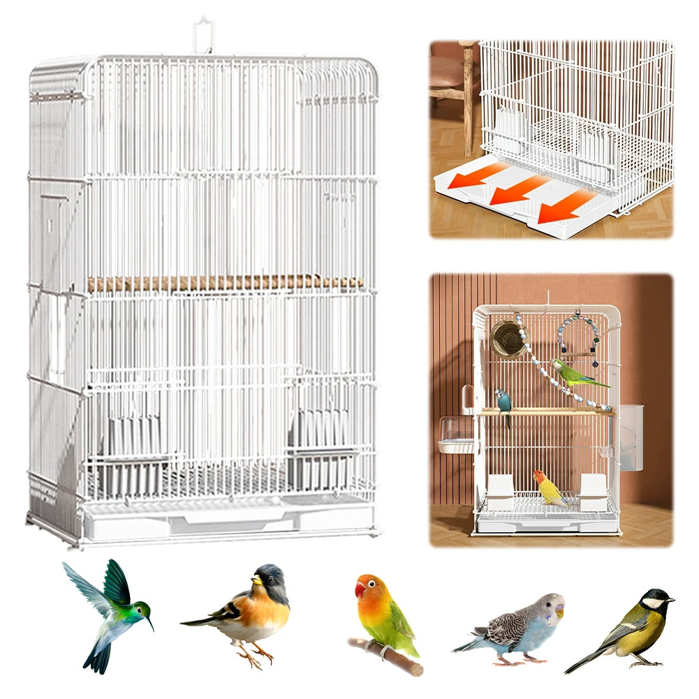 Wrought Iron Bird Cage Parrot Carrier Removable Tray