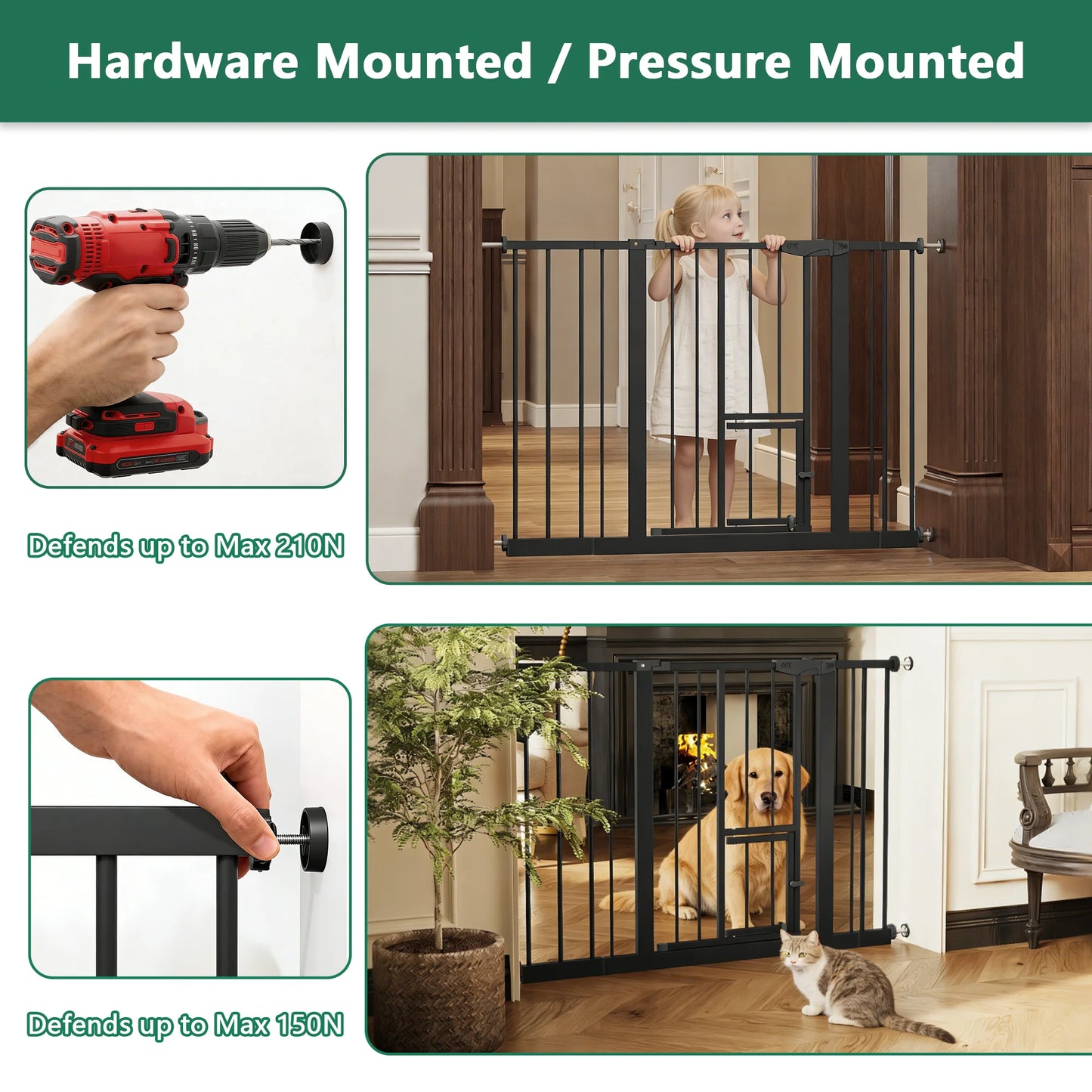 Walk Through Baby Gate With Cat Door For Stairs Safety