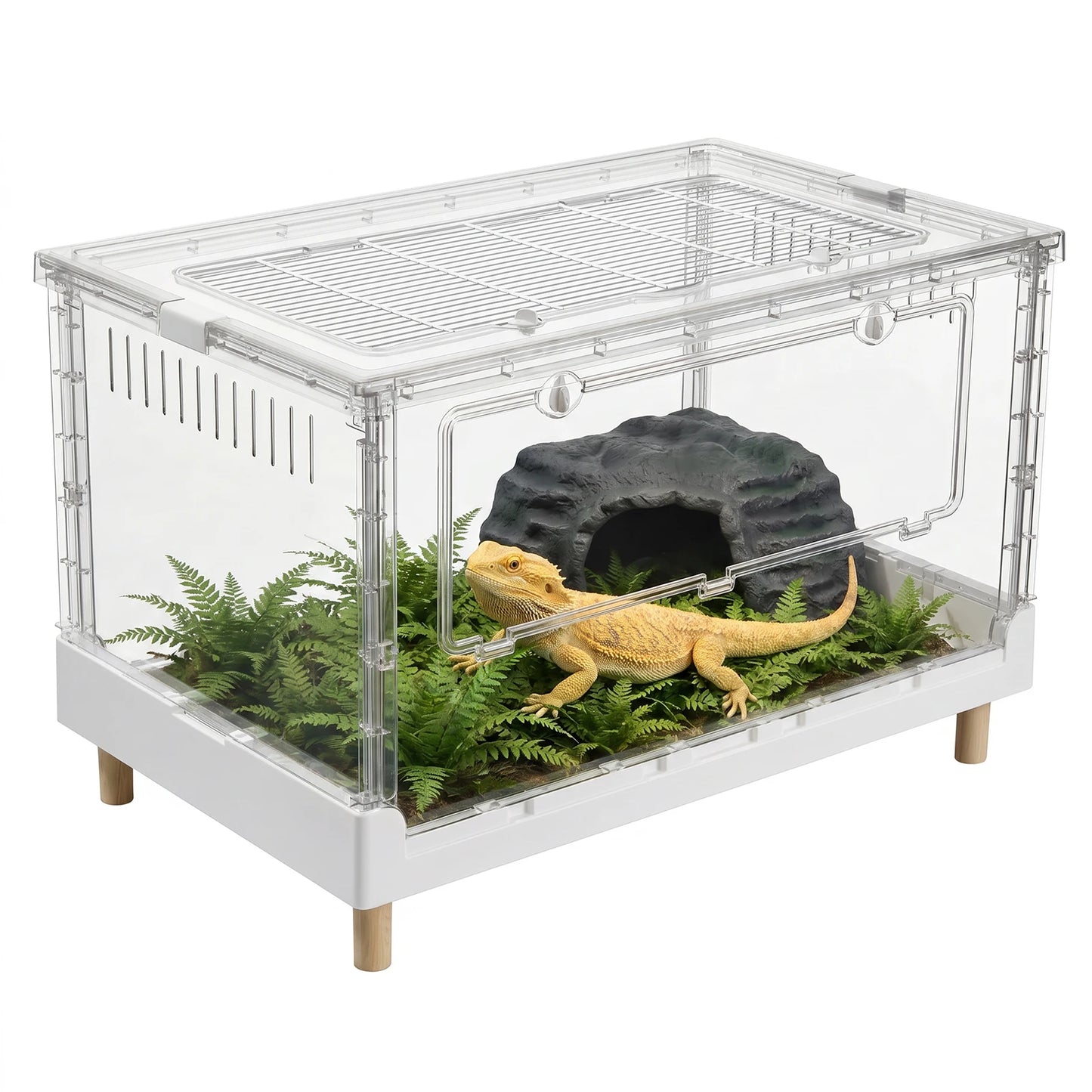 Foldable Reptile Terrarium Habitat With Front Opening Door Ventilation