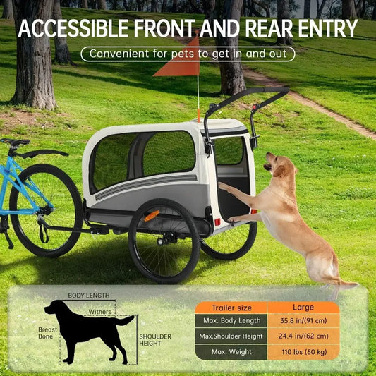Convertible Dog Bike Trailer Stroller With 110 Lbs Capacity