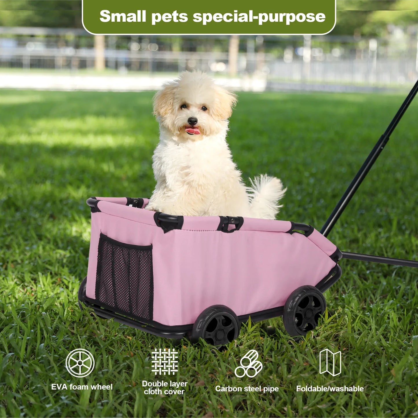Pet Cart Four Wheels Folding Dog Stroller Lightweight