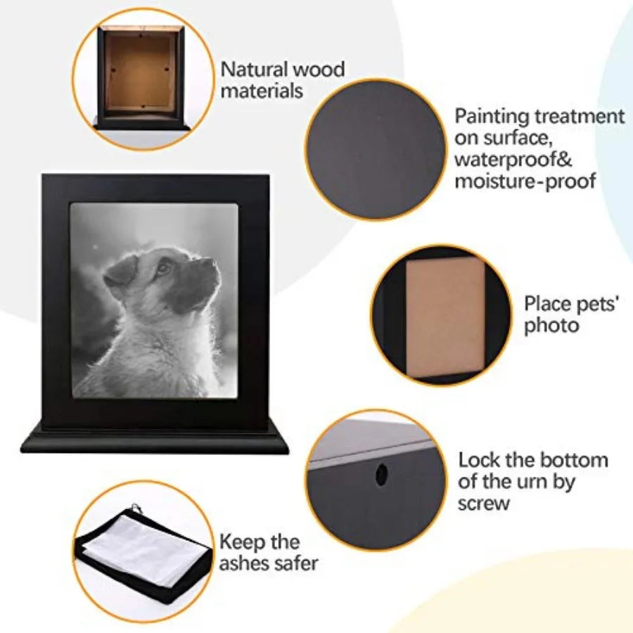 Pet Wood Memorial Urn for Ashes Photo Frame Keepsake Box for Pets