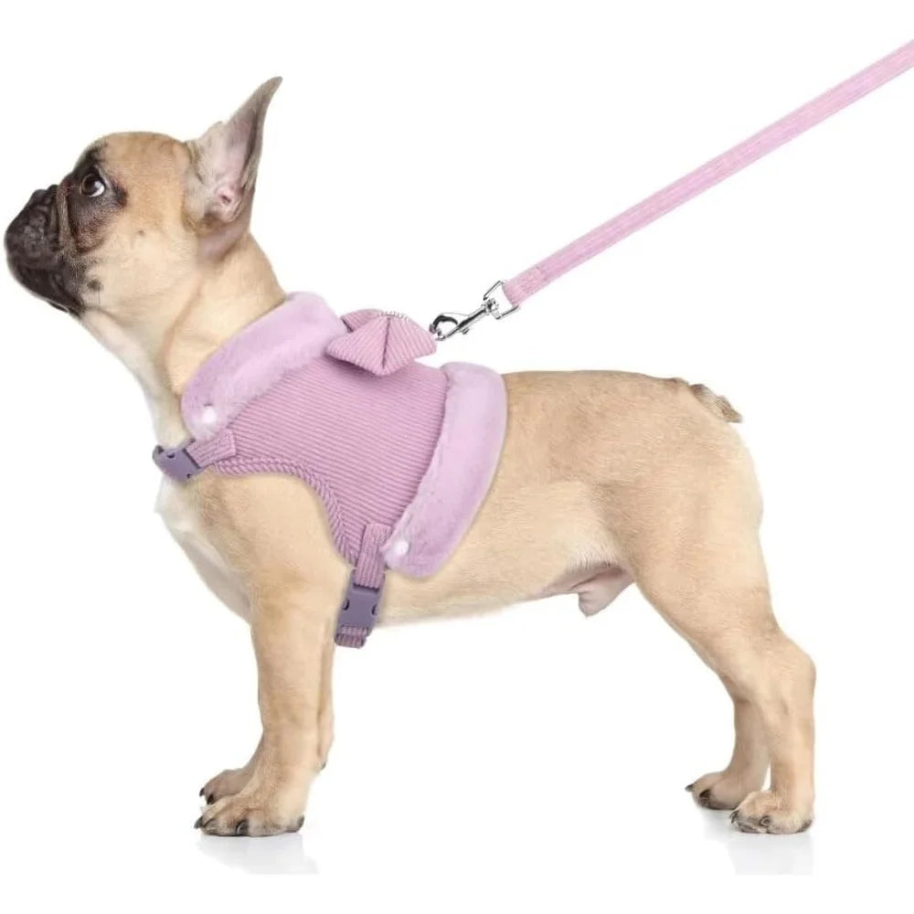 XMSJ Cute Dog Vest Harness Leash Set With Bow Tie