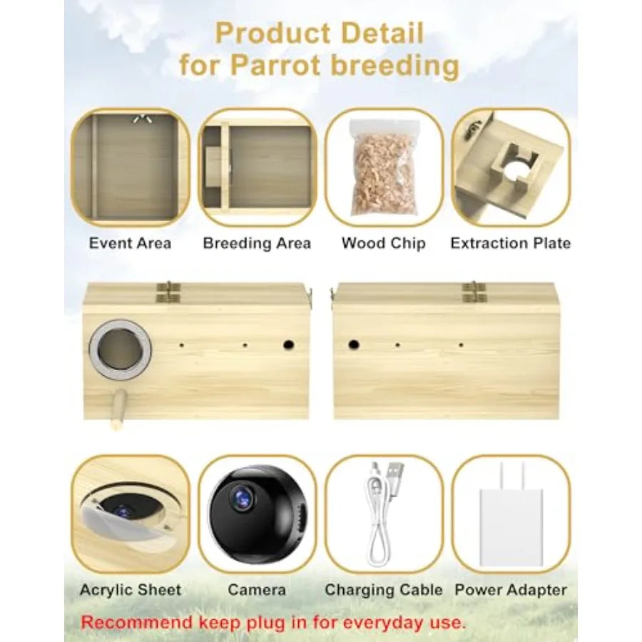 Guangdong Parakeet Nesting Box Bird House With 1080P WiFi Camera