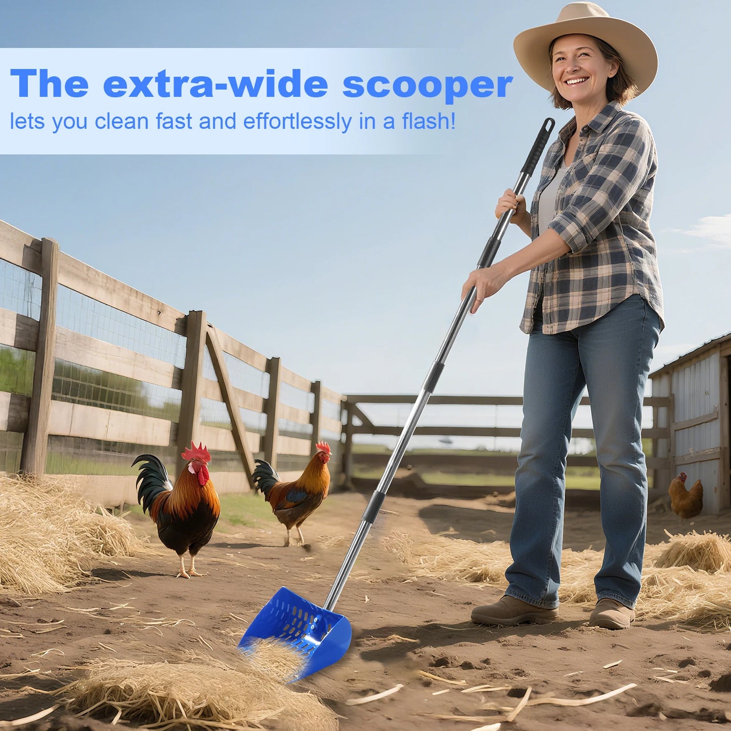 Ergonomic 2 In 1 Chicken Shovel And Rake For Coops