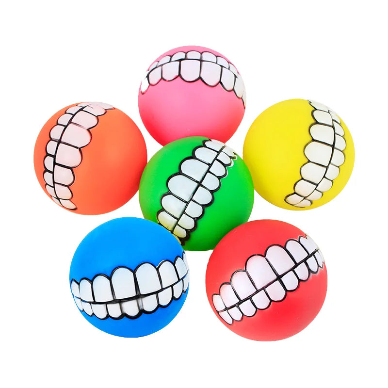 Rubber Squeaky Dog Toy Bite Resistant Chew Ball for Puppies