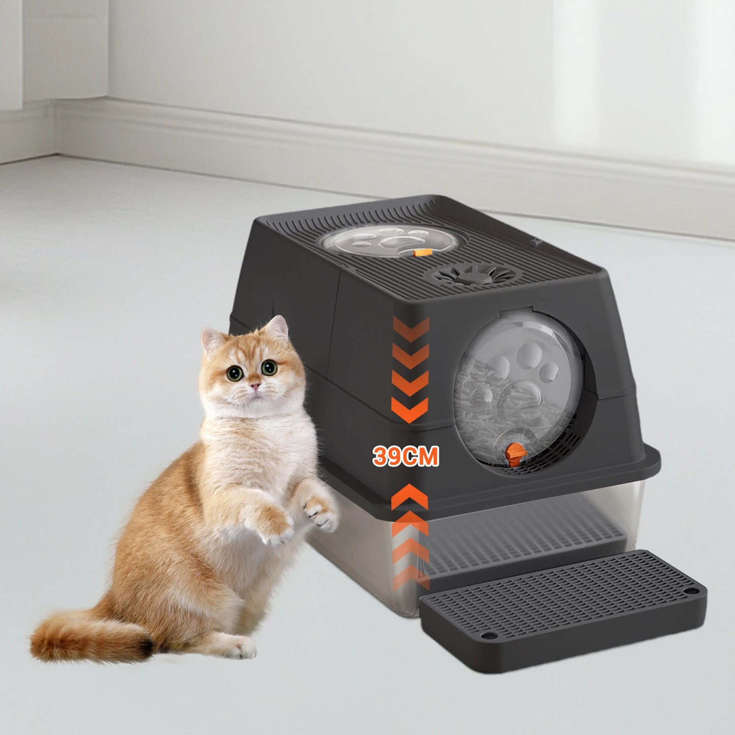 Feature Enclosed Stainless Steel Cat Litter Box With Lid