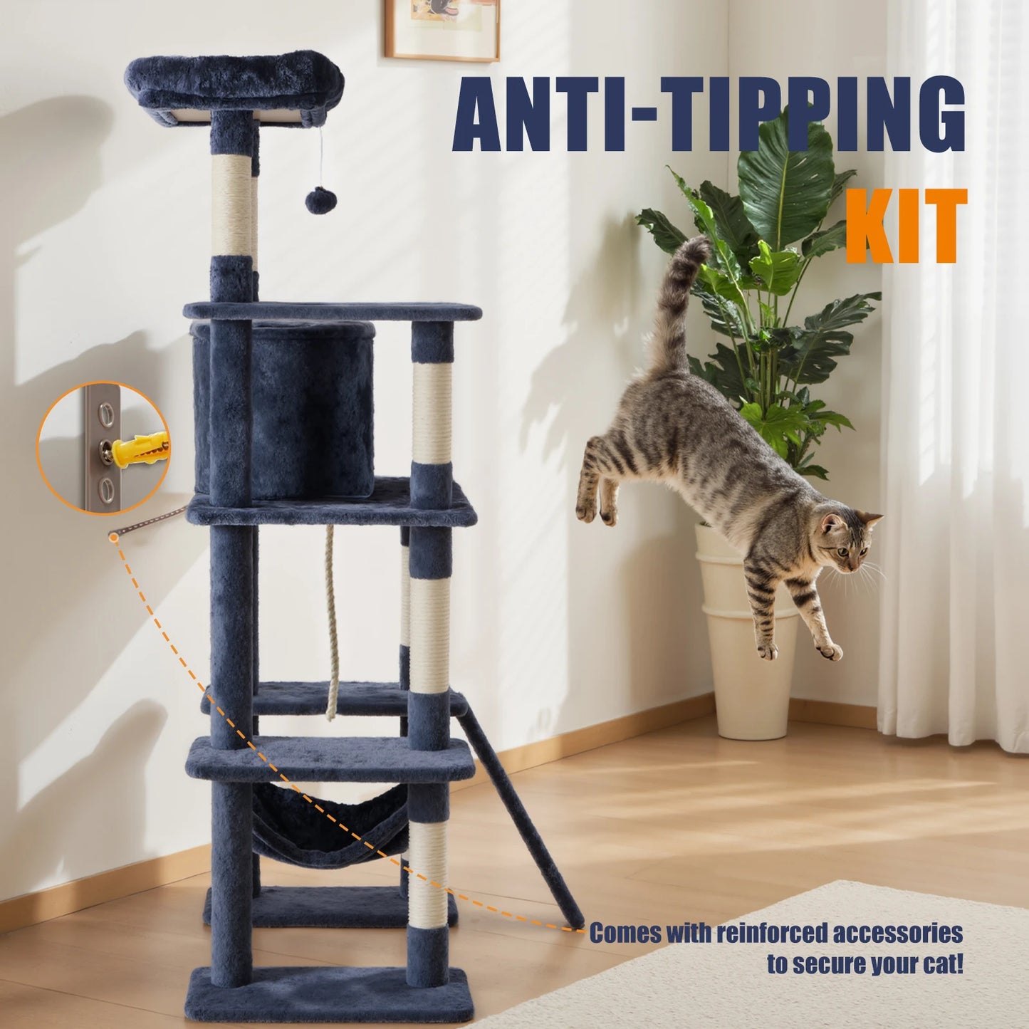 JHK Multi Level Cat Tree Tower for Indoor Cats Sisal