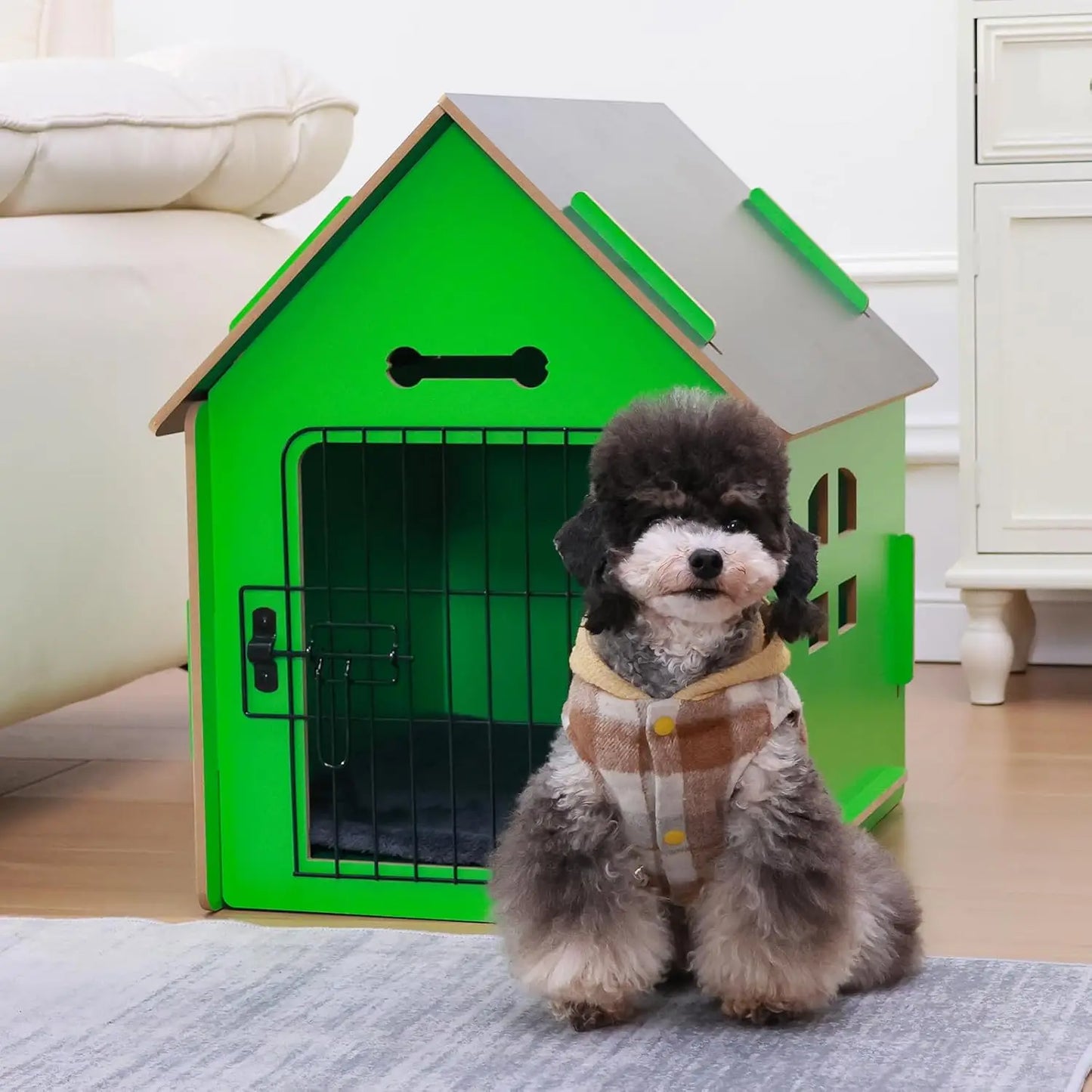 High-concerned Wooden Indoor Dog House For Pets With Roof