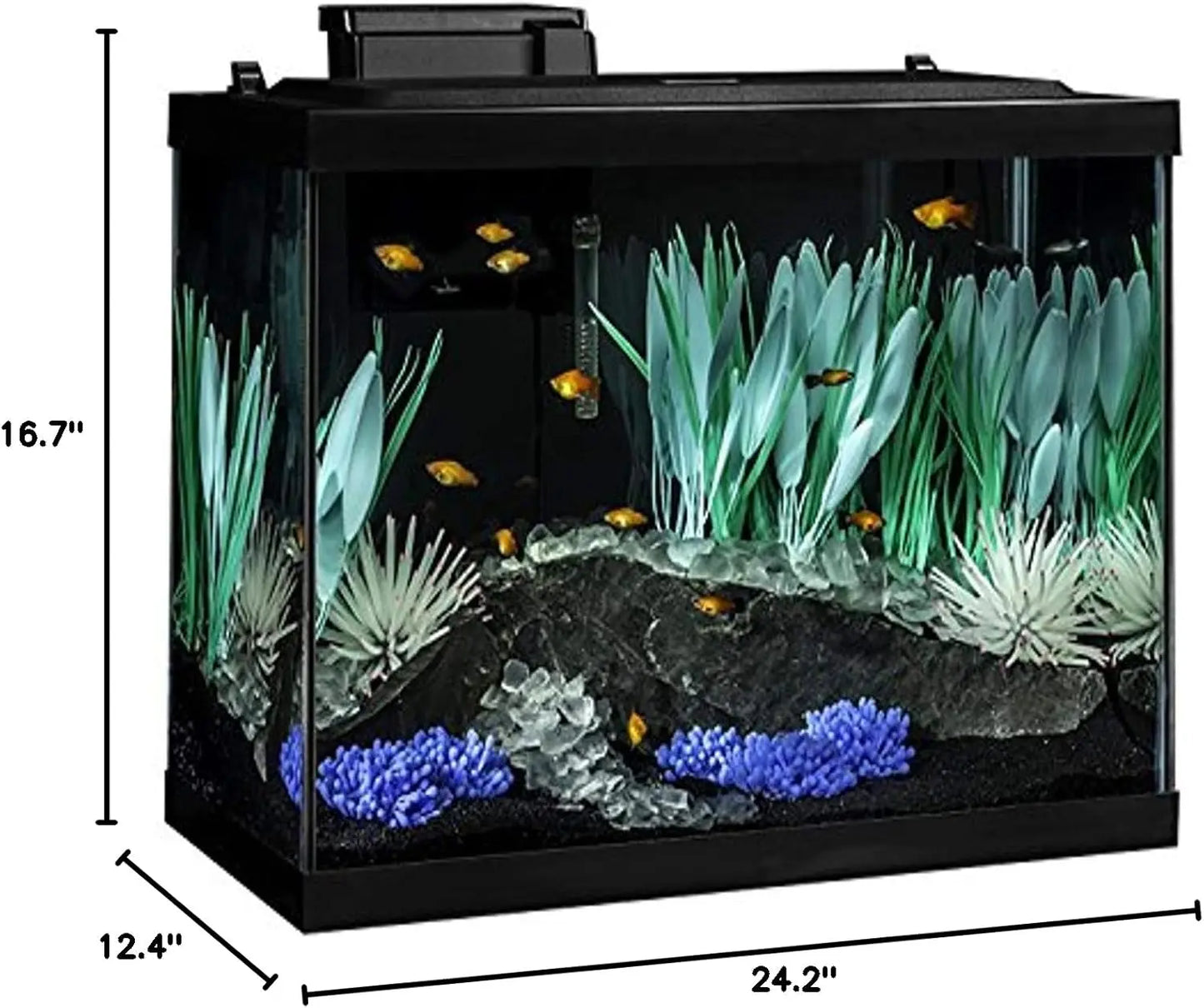 Aquarium Kit With LED Lighting And Decor Complete Fish Tank Setup