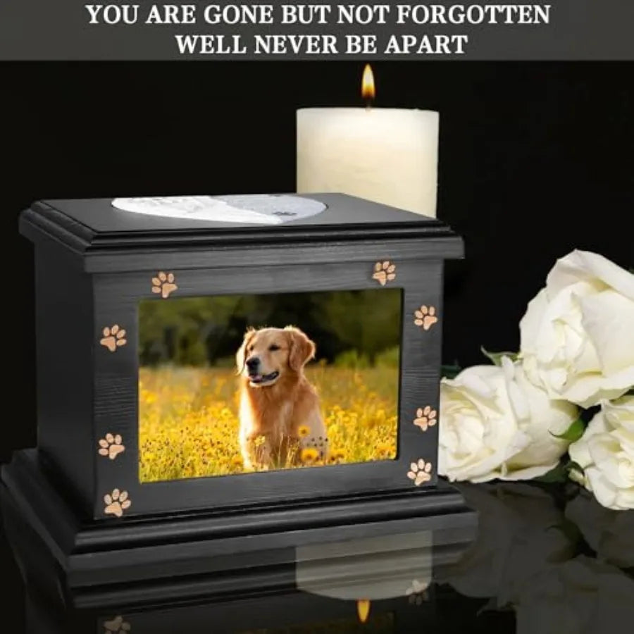 Pet Wooden Memorial Urns For Dogs And Cats With Photo Frame Keepsake
