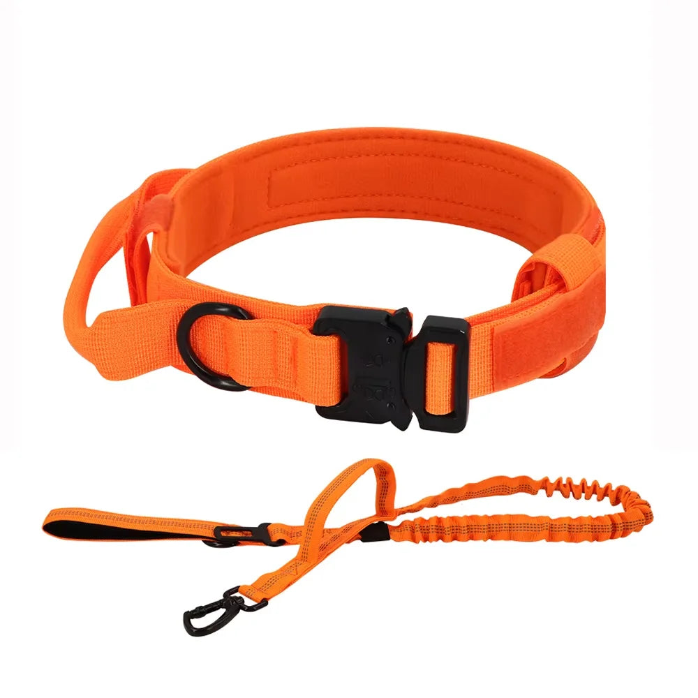 Adjustable Tactical Dog Collar And Leash Set Training Control Handle