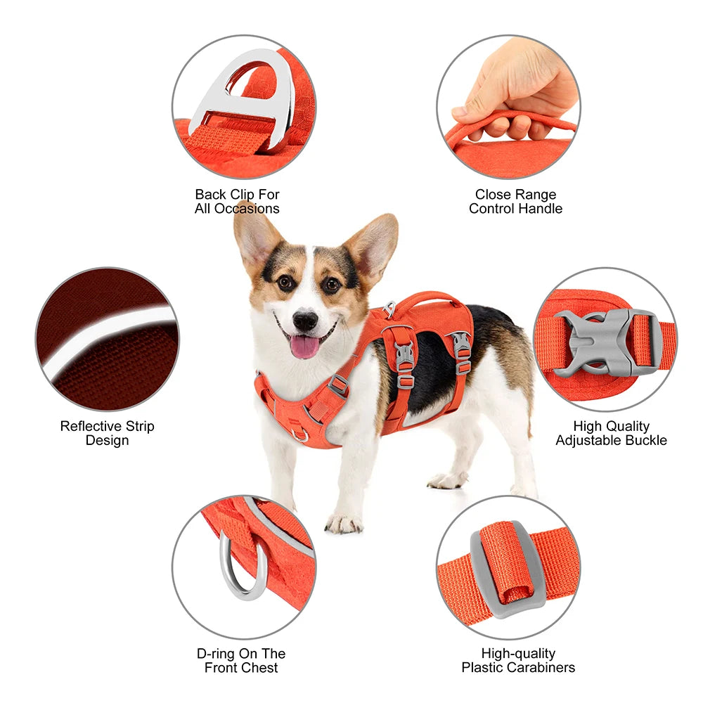 Reflective Nylon Dog Harness With Handle Adjustable Vest
